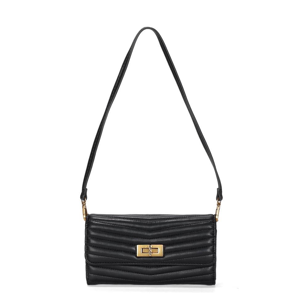 Bolsa Carteira Soft Preto Alça De Ombro