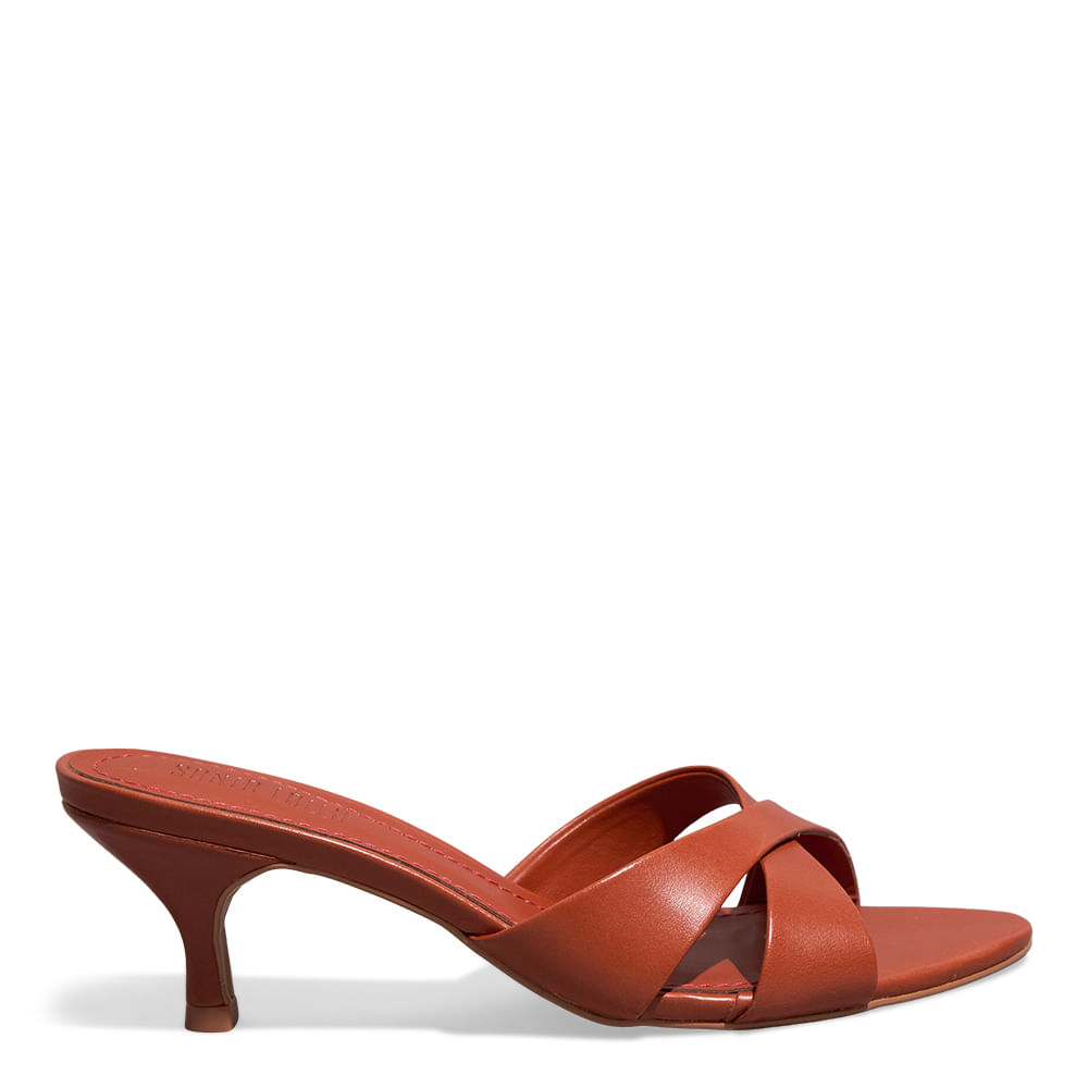 Mule Couro Nobre Soft Marrom Rust