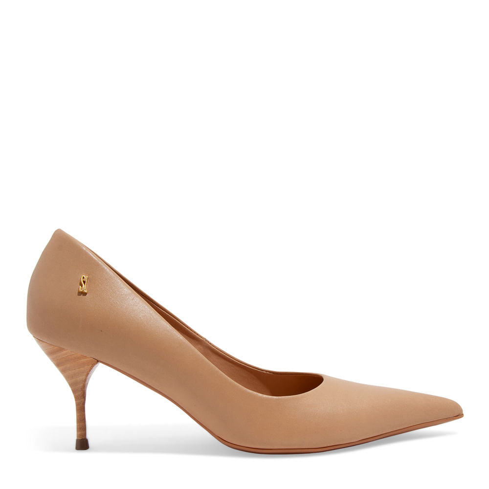 Scarpin Couro Confort Beige