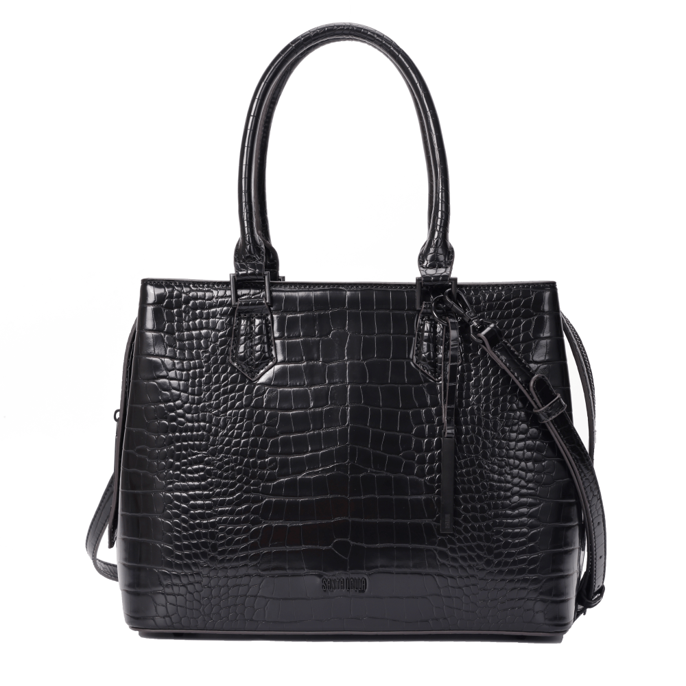 Bolsa Tote Croco Preta Duas Alças